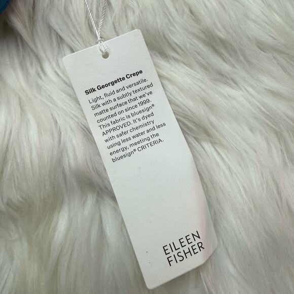 Eileen Fisher Women's 100% Silk V-Neck Relaxed Kaftan Dress Blue Size XL NWT - Picture 13 of 13